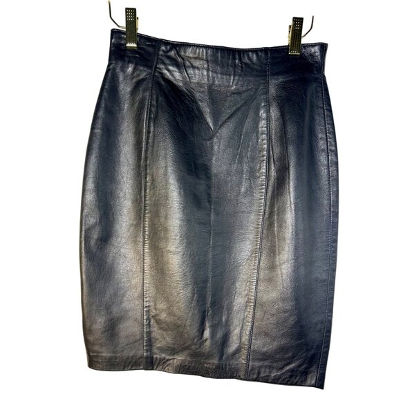 Vintage Leather Pencil Skirt Sz 6 Lamb Nappa Buttery Soft Cowgirl Core Classy - Picture 1 of 9